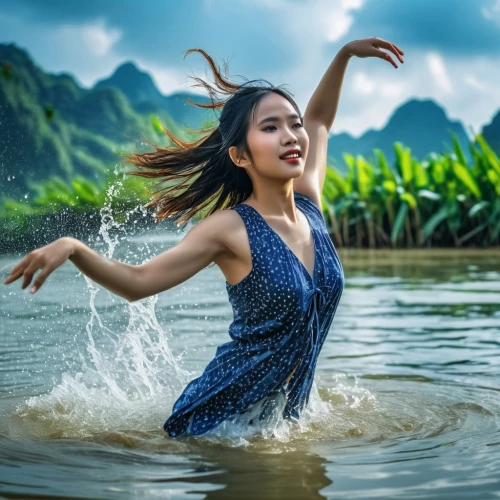 vietnamese woman,water nymph,water lotus,girl on the river,water wild,vietnam,photoshoot with water,miss vietnam,flowing water,water flowing,water power,surface water sports,water game,asian woman,china massage therapy,water bath,in water,portrait photography,water games,water splash,Photography,General,Realistic