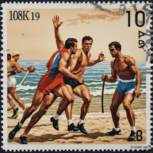 4 × 400 metres relay,postage stamp,4 × 100 metres relay,postage stamps,stamp collection,beach rugby,beach handball,basque rural sports,philatelist,pétanque,beach volleyball,1952,beach soccer,footvolley,1965,multi-sport event,greco-roman wrestling,stamps,middle-distance running,individual sports,Photography,General,Realistic