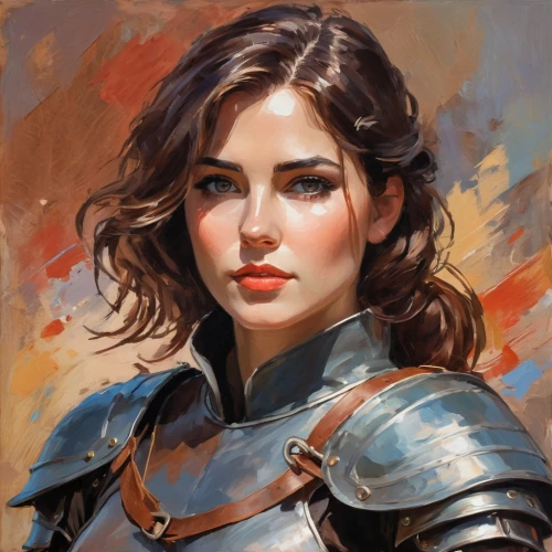 fantasy portrait,joan of arc,female warrior,fantasy art,girl portrait,swordswoman,warrior woman,painting technique,cuirass,world digital painting,romantic portrait,woman portrait,oil painting,musketeer,portrait of a girl,artemisia,young woman,portrait background,artist portrait,art painting,Conceptual Art,Oil color,Oil Color 10