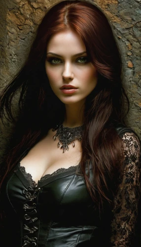 gothic woman,gothic portrait,celtic woman,vampire woman,gothic fashion,dark angel,redhead doll,gothic style,celtic queen,goth woman,gothic dress,vampire lady,black widow,clary,gothic,sorceress,fantasy woman,the enchantress,red-haired,fantasy art,Illustration,Realistic Fantasy,Realistic Fantasy 29
