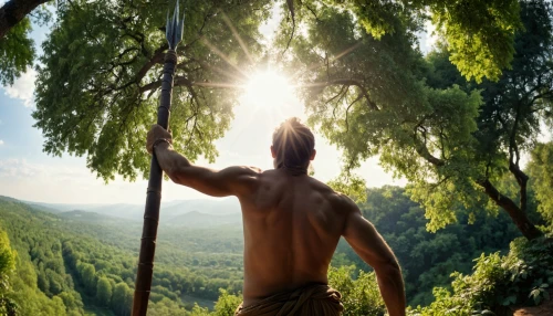 nature and man,sun salutation,tarzan,slacklining,aboriginal culture,trekking pole,people in nature,shamanic,forest man,ancient people,fantasy picture,shamanism,silhouette of man,mountaineer,garden of eden,energy healing,the wanderer,pachamama,men climber,free wilderness