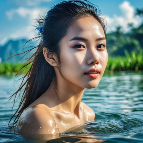female swimmer,thermal spring,water nymph,vietnamese woman,hot spring,water lotus,photoshoot with water,in water,asian woman,girl on the river,miss vietnam,phuquy,portrait photography,swimmer,beauty face skin,swimming,thermal bath,asian girl,underwater background,natural cosmetics,Photography,General,Realistic