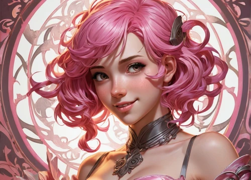 fantasy portrait,fae,poker primrose,mezzelune,rosa 'the fairy,camellia,pink lady,pink vector,pink quill,pink ribbon,rosa ' amber cover,medusa,pink diamond,fairy tale character,baroque angel,zodiac sign libra,pink octopus,pink,portrait background,rosa ' the fairy,Conceptual Art,Fantasy,Fantasy 01