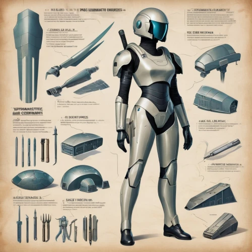 protective clothing,medical concept poster,protective suit,prosthetics,personal protective equipment,metal implants,knight armor,heavy armour,carapace,armour,spacesuit,composite material,diving equipment,metallurgy,armor,cybernetics,hockey protective equipment,sci fiction illustration,astronaut suit,industrial robot,Unique,Design,Knolling