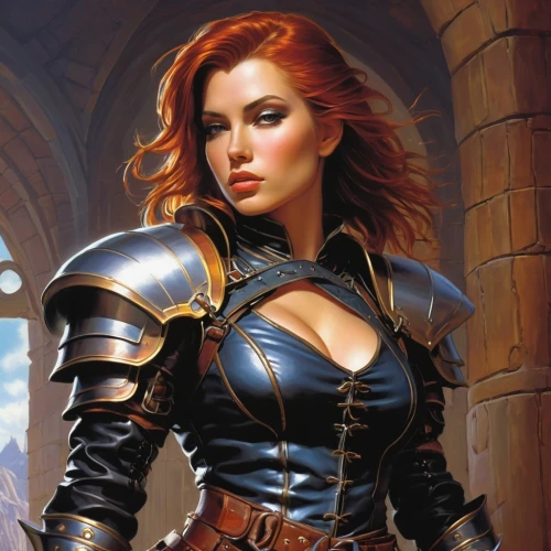 female warrior,heroic fantasy,breastplate,cuirass,fantasy woman,massively multiplayer online role-playing game,fantasy art,fantasy portrait,swordswoman,paladin,heavy armour,bodice,joan of arc,fantasy picture,fantasy warrior,sorceress,celtic queen,hard woman,collectible card game,black widow,Conceptual Art,Fantasy,Fantasy 04