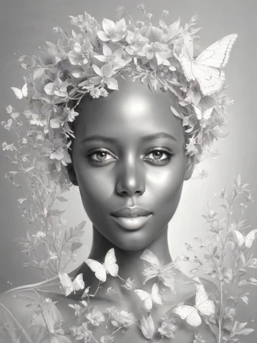 girl in a wreath,linden blossom,girl in flowers,dryad,flower girl,african american woman,blooming wreath,flower fairy,flowers png,afro-american,afro american girls,white lady,flora,wreath of flowers,floral wreath,african woman,beautiful african american women,black woman,magnolia,white blossom