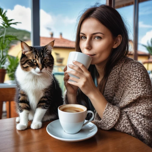 cat coffee,cat drinking tea,woman drinking coffee,kopi luwak,cat's cafe,pet vitamins & supplements,cat european,cappuccino,coffee with milk,drinking coffee,café au lait,mocaccino,caffè macchiato,cat mom,domestic long-haired cat,espresso,a cup of coffee,coffee background,woman at cafe,macchiato,Photography,General,Realistic