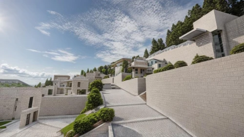 white temple,iranian architecture,concrete blocks,vienna's central cemetery,mortuary temple,terraced,terraces,reinforced concrete,military cemetery,chinese architecture,marble palace,exposed concrete,concrete construction,stucco wall,concrete,persian architecture,brutalist architecture,central cemetery,bendemeer estates,chancellery,Landscape,Landscape design,Landscape space types,Campus Landscapes