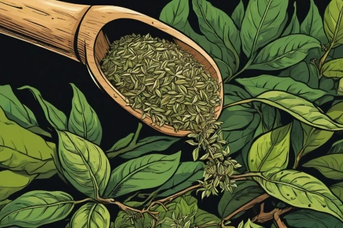 motherwort,loose-leaf,dulcimer herb,mugwort,loose tea leaves,coffee tea illustration,moringa,stevia,summer savory,medicinal herbs,cardamom,aromatic herbs,lemon beebalm,callaloo,culinary herbs,herbal medicine,tea leaves,oregano,allspice,nettle leaves,Illustration,American Style,American Style 13