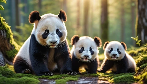 pandas,giant panda,chinese panda,cute animals,woodland animals,panda,forest animals,harmonious family,panda cub,family outing,soapberry family,lun,pine family,little panda,panda bear,bear cubs,kawaii panda,baby panda,mother and children,kawaii animals,Photography,General,Realistic