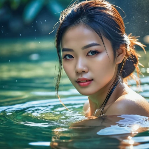 water nymph,vietnamese woman,photoshoot with water,in water,asian woman,water lotus,girl on the river,phuquy,thermal spring,vietnamese,korean,miss vietnam,asian girl,japanese woman,water bath,under the water,portrait photography,asian vision,songpyeon,female swimmer,Photography,General,Realistic