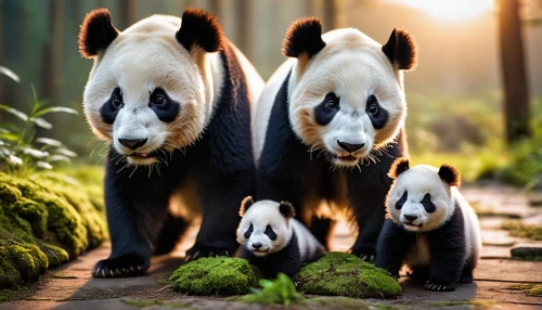pandas,giant panda,family outing,harmonious family,chinese panda,mother and children,horsetail family,lun,panda,yew family,the mother and children,soapberry family,cute animals,mother with children,grass family,panda cub,diverse family,happy family,pine family,families,Photography,General,Realistic
