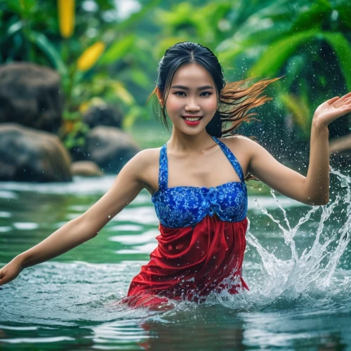 vietnamese woman,water nymph,miss vietnam,vietnam,hula,girl on the river,vietnam's,vietnamese,water lotus,photoshoot with water,vietnam vnd,laos,flowing water,water wild,viet nam,girl in a long dress,bia hơi,in water,ethnic dancer,water flowing,Photography,General,Realistic
