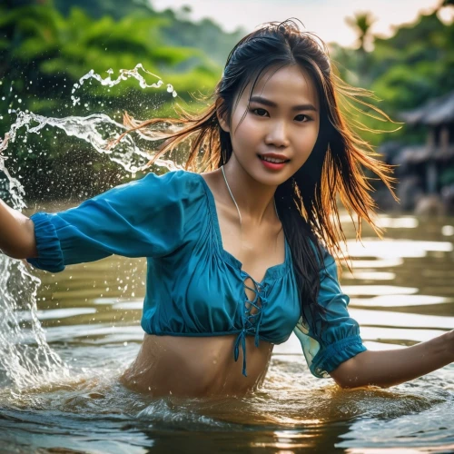 vietnamese woman,water nymph,vietnam,asian woman,photoshoot with water,asian girl,girl on the river,vietnamese,vietnam's,wet girl,cambodia,flowing water,vietnam vnd,laos,splashing,thai,colorful water,the blonde in the river,in water,water splash,Photography,General,Realistic