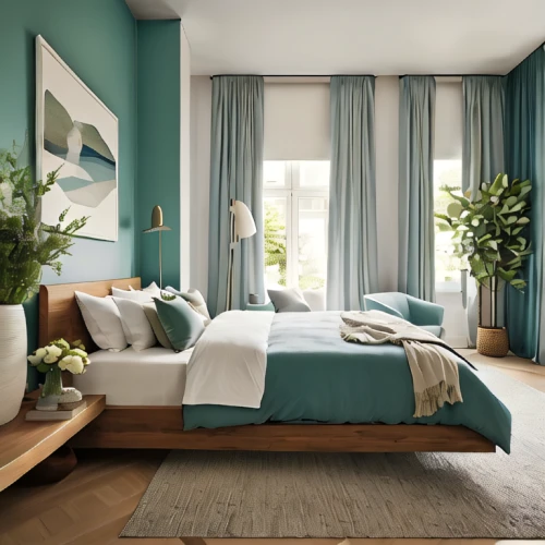 bedroom,guest room,modern room,canopy bed,modern decor,color turquoise,contemporary decor,turquoise wool,trend color,interior design,guestroom,danish room,bed frame,teal and orange,green living,interior decoration,interior decor,tropical greens,soft furniture,home interior