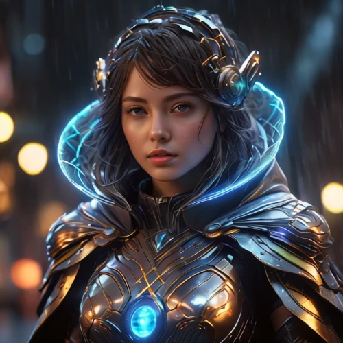 fantasy portrait,cg artwork,echo,cinderella,winterblueher,blue enchantress,cyborg,jaya,the enchantress,libra,fantasy art,fantasy woman,sci fiction illustration,female warrior,nova,paladin,valerian,silver rain,joan of arc,samara,Photography,General,Sci-Fi