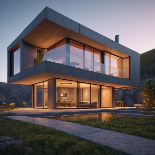 modern house,3d rendering,modern architecture,cubic house,dunes house,render,danish house,cube house,smart home,3d render,residential house,house in mountains,frame house,modern style,house in the mountains,contemporary,house shape,smart house,eco-construction,3d rendered,Photography,General,Sci-Fi