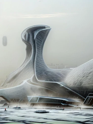 futuristic landscape,futuristic art museum,futuristic architecture,ice landscape,helix,alien ship,sky space concept,calatrava,constellation swan,futuristic car,fractalius,nautilus,veil fog,ice planet,virtual landscape,tsunami,fractal environment,futuristic,wind edge,trumpet of the swan