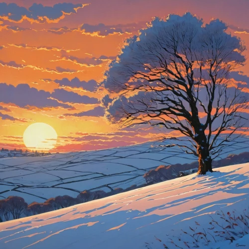 snow landscape,winter landscape,snowy landscape,snow scene,yorkshire,snow fields,winter background,christmas landscape,snowy tree,winter light,lone tree,winter morning,winter tree,derbyshire,peak district,north yorkshire,wintry,isolated tree,exmoor,landscape background,Illustration,Realistic Fantasy,Realistic Fantasy 12