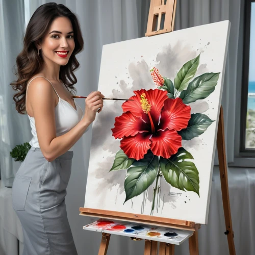 flower painting,flower art,red hibiscus,art painting,flower drawing,photo painting,painting technique,flower illustrative,italian painter,red flower,rose flower illustration,splendor of flowers,hibiscus flowers,red magnolia,hibiscus,red flowers,painting,khokhloma painting,flower background,meticulous painting,Illustration,Abstract Fantasy,Abstract Fantasy 23