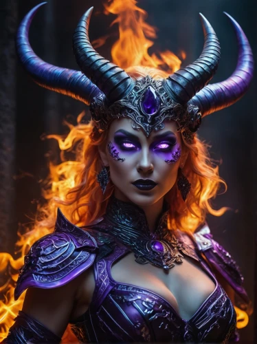 fire devil,fire siren,evil woman,sorceress,devil,fire angel,fantasy woman,twitch icon,dark elf,fantasy portrait,fire background,horned,fantasy art,twitch logo,dodge warlock,evil fairy,the enchantress,fiery,violet head elf,taurus,Photography,General,Fantasy