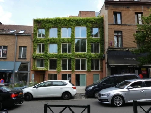 urban design,eco-construction,french building,cubic house,glass building,mixed-use,container plant,planted car,environmental art,transparent window,apartment building,ivy frame,frame house,glass facade,growing green,multi-storey,multistoreyed,lattice windows,botanical square frame,eco-friendly