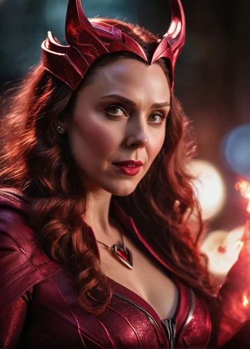 scarlet witch,devil,wanda,fire angel,the enchantress,fantasy woman,fire devil,clove,fiery,avenger,firestar,red super hero,evil woman,fire heart,huntress,red bow,evil fairy,fire siren,digital compositing,fae,Photography,General,Cinematic