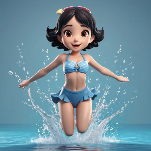 water nymph,water splash,sea water splash,cute cartoon character,hula,lilo,water wild,splash water,underwater background,female swimmer,water lotus,in water,splashing,water forget me not,water liles,water pearls,the sea maid,splashing around,lily water,cute cartoon image,Unique,3D,3D Character