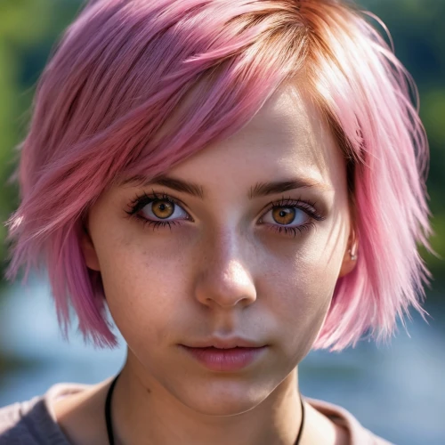 pink hair,nora,pink beauty,girl portrait,natural pink,pink vector,pixie-bob,clementine,pink,lis,heterochromia,portrait of a girl,natural cosmetic,luka,face portrait,punk,hazel,women's eyes,color pink,dark pink in colour,Photography,General,Realistic