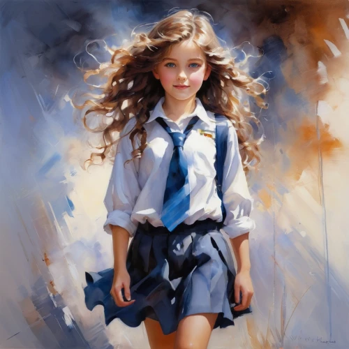 little girl in wind,mystical portrait of a girl,little girl twirling,girl portrait,art painting,girl in a long,child portrait,girl drawing,girl child,oil painting,oil painting on canvas,little girl running,girl in cloth,portrait of a girl,girl walking away,girl with cloth,school uniform,schoolgirl,child girl,world digital painting,Conceptual Art,Oil color,Oil Color 03