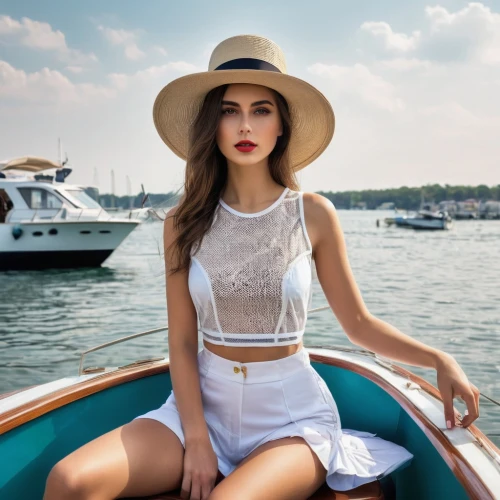 girl on the boat,boat operator,panama hat,on a yacht,hallia venezia,boating,gondolier,boat ride,on the water,boat trip,boat,sun hat,boat landscape,water taxi,marina,nautical,boats and boating--equipment and supplies,womans seaside hat,straw hat,high sun hat,Photography,Fashion Photography,Fashion Photography 26