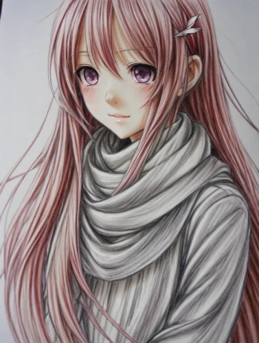 copic,chalk drawing,luka,scarf,coloured pencils,chaoyang,colored pencil background,color pencil,colored pencil,color pencils,colored pencils,watercolor pencils,winter background,piko,pencil color,colour pencils,girl drawing,grey background,pencil art,lechona