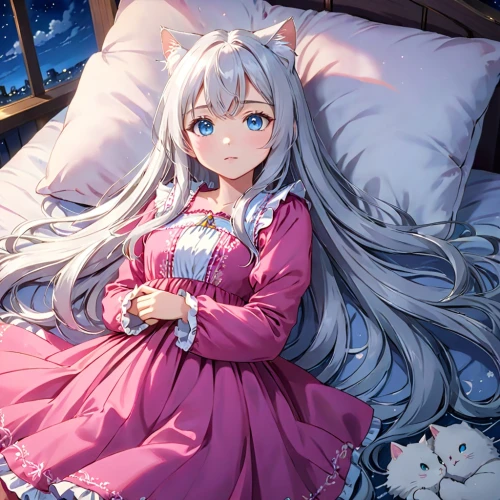 miku,hatsune miku,sleeping rose,pajamas,blue pillow,nyan,lying down,sleeping,winterblueher,bed,would a background,precious,maya,playmat,erika,pillow,aqua,kawaii,cocoa,alice,Anime,Anime,Traditional