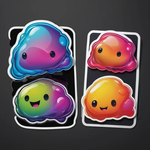blobs,stickies,neon ghosts,stickers,animal stickers,fruit icons,multicolor faces,gum babies,rainbow tags,pacman,glob urs,pac-man,fruits icons,biosamples icon,ice cream icons,three-lobed slime,kawaii frogs,drink icons,squid game card,blob,Unique,Design,Sticker