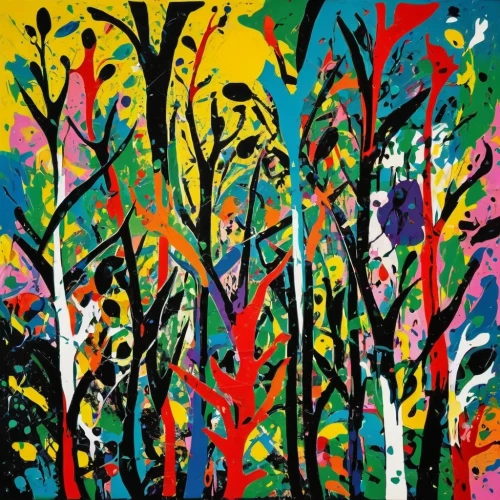 colorful tree of life,painted tree,birch forest,forest landscape,tree grove,mixed forest,deciduous forest,forest background,the forests,mangroves,forest tree,birch trees,the trees,forests,wild meadow,abstract painting,happy children playing in the forest,forest glade,forest of dreams,the forest,Art,Artistic Painting,Artistic Painting 42
