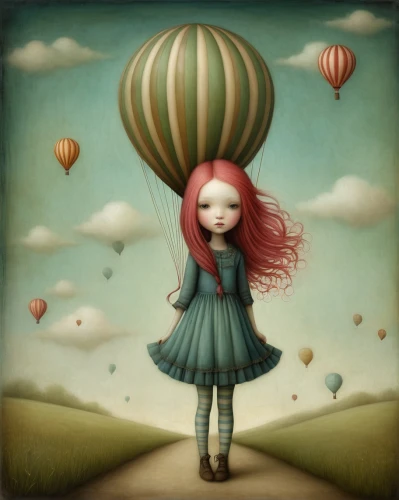 little girl with balloons,little girl in wind,ballooning,red balloon,hot air balloon,balloon,gas balloon,balloon trip,irish balloon,tumbling doll,ballon,balloon hot air,hot air ballooning,hot-air-balloon-valley-sky,little girl fairy,whimsical,hot air balloons,girl in a long,marionette,fairies aloft,Illustration,Abstract Fantasy,Abstract Fantasy 06