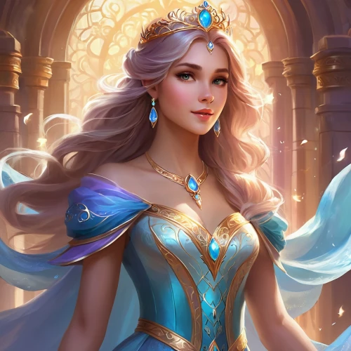 elsa,fantasy portrait,cinderella,fantasia,princess sofia,rapunzel,cg artwork,fantasy art,fantasy woman,blue enchantress,fairy tale character,ice queen,the snow queen,zodiac sign libra,fantasy picture,libra,fairy queen,aurora,princess crown,tiara,Illustration,Realistic Fantasy,Realistic Fantasy 01