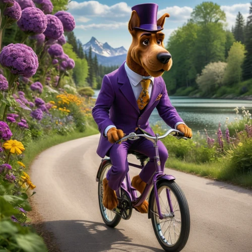 bicycle ride,cycling,biking,bicycle riding,anthropomorphized animals,tour de france,bicycling,bikejoring,flower delivery,artistic cycling,bike ride,bicycle,purple,bike riding,unicycle,cross-country cycling,animal film,racing bicycle,bicycle clothing,purple rizantém,Photography,General,Natural