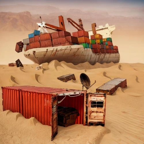 cargo containers,container freighter,container transport,containers,container,scrap truck,stacked containers,scrap dealer,a cargo ship,scrap trade,shipwreck,dubai desert,heavy transport,caterpillar gypsy,shipping container,long cargo truck,cargo ship,semi-trailer,sahara desert,cargo,Game Scene Design,Game Scene Design,Western Style