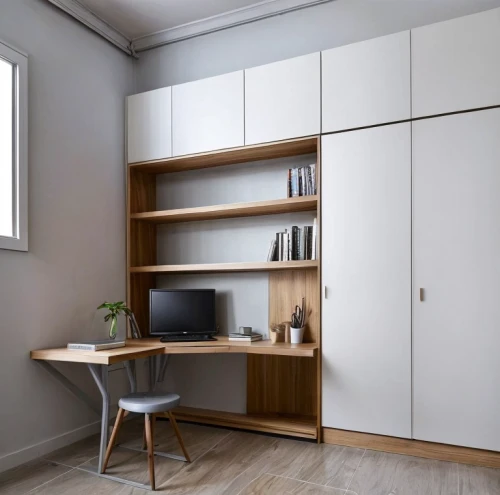 cabinetry,modern office,storage cabinet,search interior solutions,room divider,modern room,walk-in closet,secretary desk,consulting room,working space,shared apartment,shelving,danish room,kitchenette,cupboard,sideboard,writing desk,wooden desk,armoire,one-room