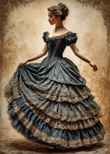 hoopskirt,crinoline,ball gown,victorian lady,overskirt,quinceanera dresses,evening dress,victorian fashion,victorian style,twirl,tulle,vintage dress,a girl in a dress,dressmaker,gothic dress,vintage woman,bridal clothing,ballroom dance silhouette,girl in a long dress,flamenco,Photography,General,Fantasy