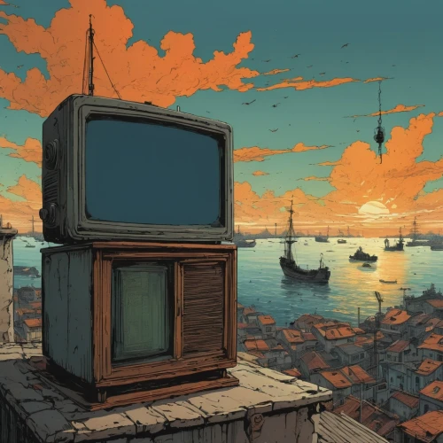 television,analog television,retro television,tv,hdtv,watch tv,tv set,television set,tv channel,lcd tv,rust-orange,television accessory,cable television,post-apocalyptic landscape,tv show,plasma tv,cube sea,television program,post-apocalypse,world digital painting,Illustration,Realistic Fantasy,Realistic Fantasy 12