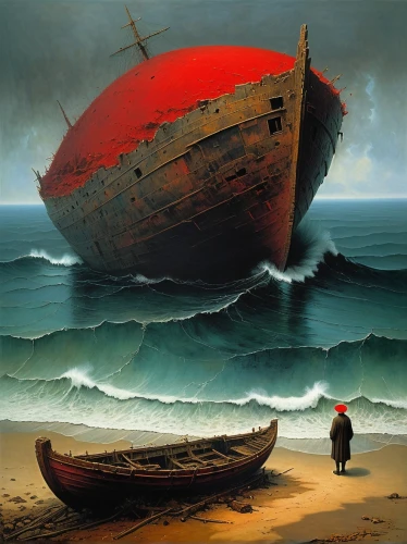 shipwreck,the wreck of the ship,ship wreck,shipping industry,caravel,digging ship,sunken ship,sea fantasy,el mar,the vessel,lifeboat,the wreck,inflation of sail,boat on sea,mariner,royal mail ship,scarlet sail,ship,arthur maersk,boat landscape,Conceptual Art,Oil color,Oil Color 06