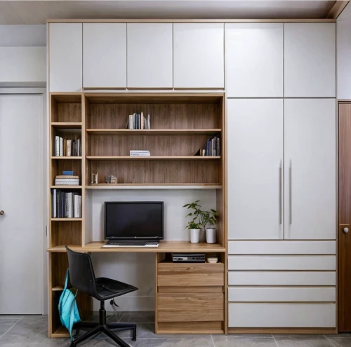 modern office,storage cabinet,cabinetry,room divider,secretary desk,walk-in closet,search interior solutions,cupboard,shared apartment,working space,office desk,consulting room,modern room,furnished office,cabinets,shelving,one-room,creative office,office,metal cabinet