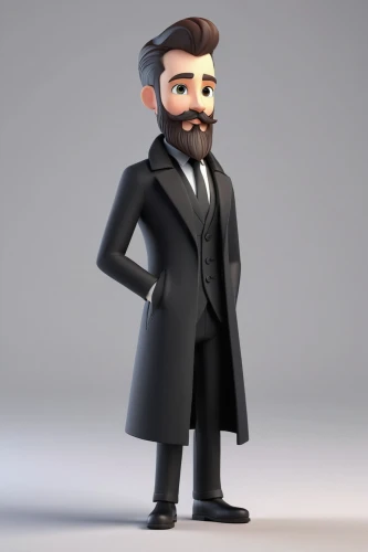 cartoon doctor,abraham lincoln,spy,lincoln,lincoln custom,tuxedo,3d man,3d model,businessman,business man,gentlemanly,tuxedo just,abe,suit actor,dark suit,black suit,character animation,professor,conductor,navy suit,Unique,3D,3D Character