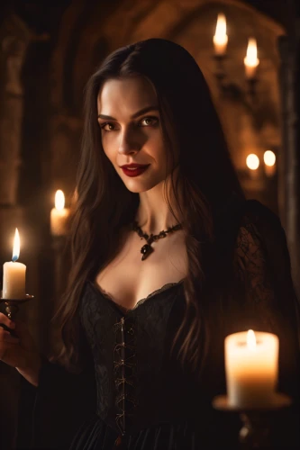 vampire woman,gothic woman,vampire lady,gothic portrait,candlemaker,gothic fashion,candlelight,candlelights,black candle,celebration of witches,dark gothic mood,vampire,psychic vampire,gothic dress,dracula,burning candle,vampires,dark angel,candle wick,sorceress,Photography,General,Cinematic