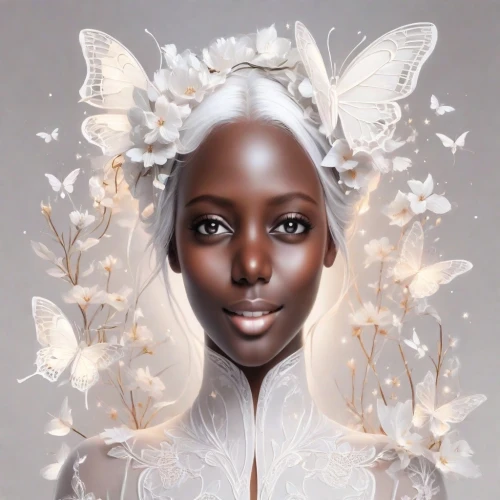 white butterflies,white butterfly,the angel with the veronica veil,butterfly white,white lady,flower fairy,fantasy portrait,faerie,faery,fairy queen,white blossom,white beauty,white bird,mystical portrait of a girl,elven flower,white silk,white swan,beautiful bonnet,kahila garland-lily,veil