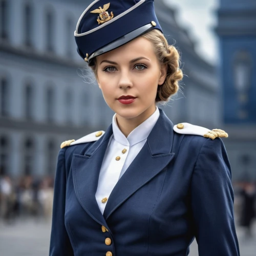 stewardess,flight attendant,polish airline,beret,a uniform,policewoman,navy,peaked cap,allied,opel captain,military uniform,china southern airlines,aviation,military officer,yuri gagarin,pilot,sofia,delta sailor,uniform,wingtip,Photography,General,Realistic