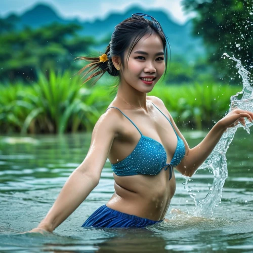 water nymph,vietnamese woman,water lotus,vietnam,miss vietnam,vietnamese,asian girl,asian woman,vietnam's,female swimmer,phuquy,bia hơi,in water,girl on the river,laos,vietnam vnd,thai,teal blue asia,hula,cambodia,Photography,General,Realistic
