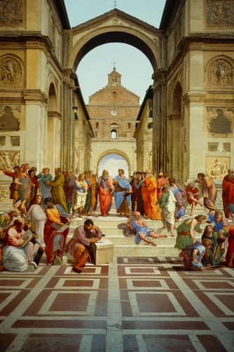 school of athens,the death of socrates,vittoriano,musei vaticani,apollo and the muses,orange robes,classical antiquity,greek in a circle,pompeii,church painting,the ancient world,sistine chapel,ancient rome,renaissance,terracotta,roman history,neoclassical,meticulous painting,rome 2,greco-roman wrestling